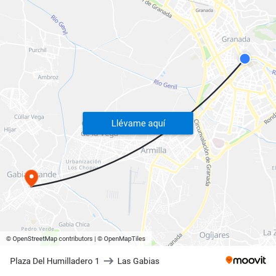 Plaza Del Humilladero 1 to Las Gabias map