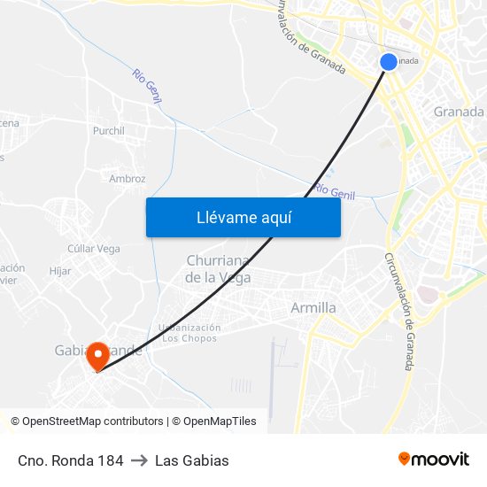 Cno. Ronda 184 to Las Gabias map