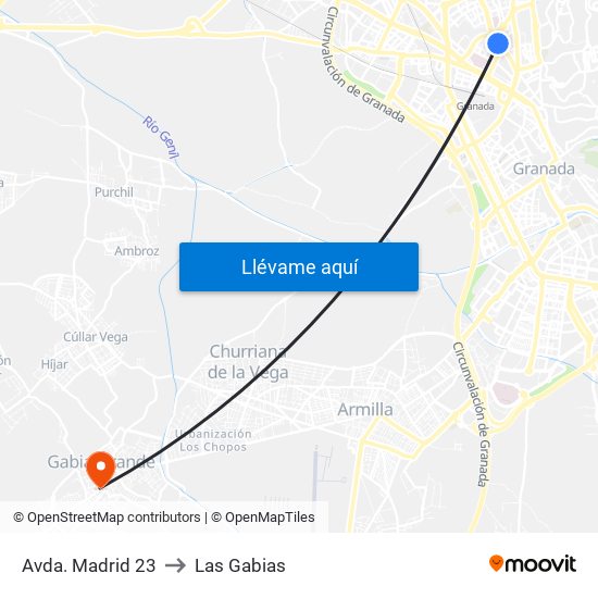 Avda. Madrid 23 to Las Gabias map
