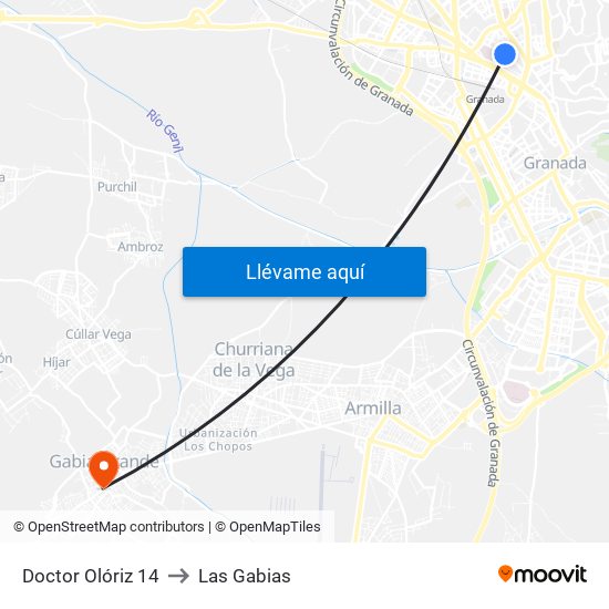 Doctor Olóriz 14 to Las Gabias map