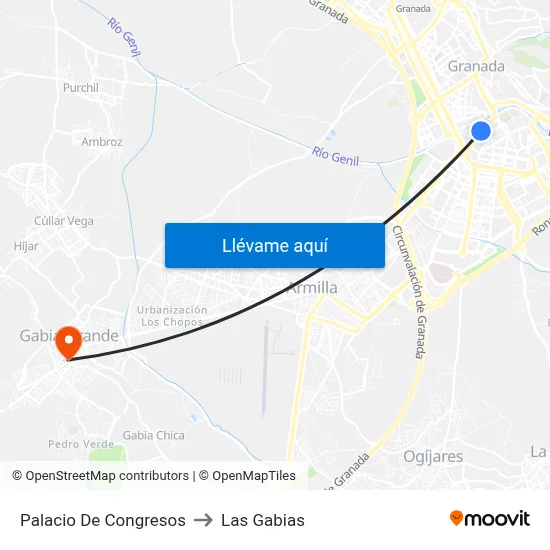 Palacio De Congresos to Las Gabias map