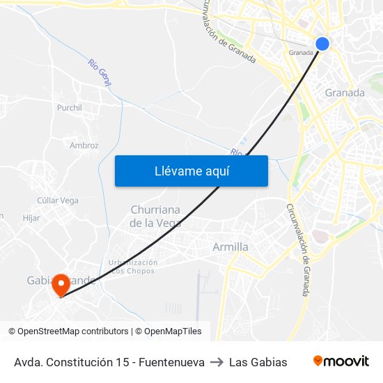 Avda. Constitución 15 - Fuentenueva to Las Gabias map