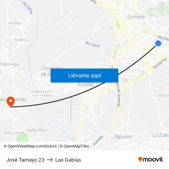 José Tamayo 23 to Las Gabias map