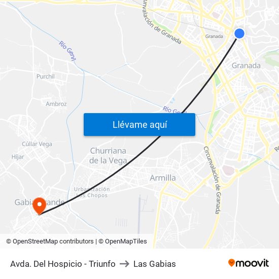 Avda. Del Hospicio - Triunfo to Las Gabias map