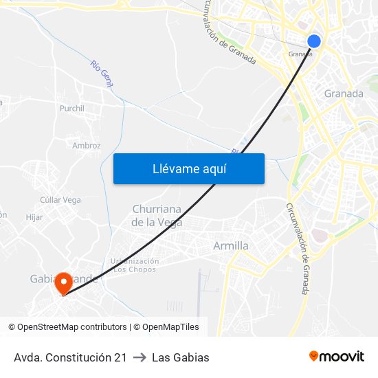 Avda. Constitución 21 to Las Gabias map