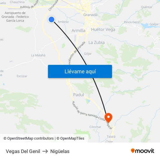 Vegas Del Genil to Nigüelas map