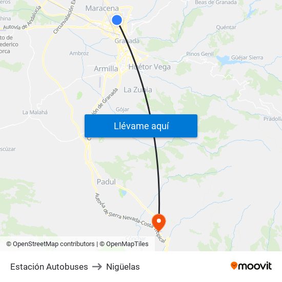 Estación Autobuses to Nigüelas map