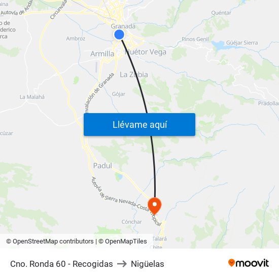 Cno. Ronda 60 - Recogidas to Nigüelas map