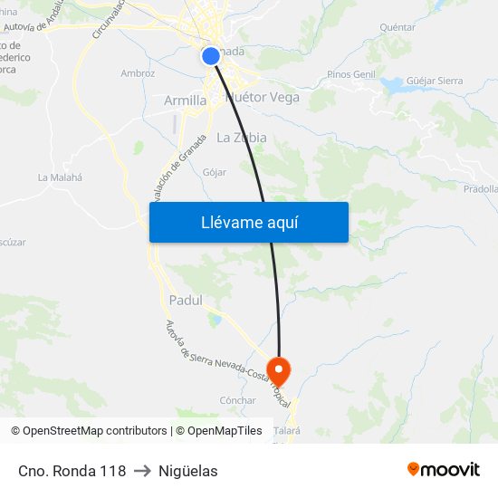 Cno. Ronda 118 to Nigüelas map