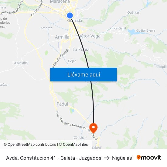 Avda. Constitución 41 - Caleta - Juzgados to Nigüelas map