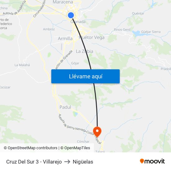 Cruz Del Sur 3 - Villarejo to Nigüelas map