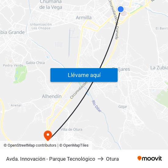 Avda. Innovación - Parque Tecnológico to Otura map