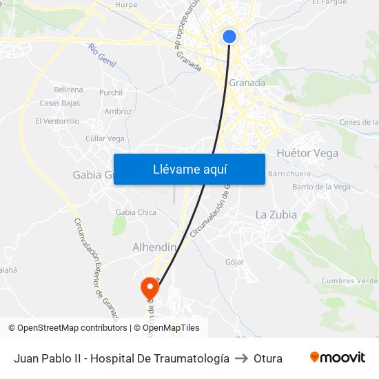 Juan Pablo II - Hospital De Traumatología to Otura map