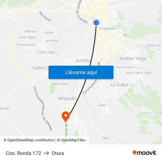 Cno. Ronda 172 to Otura map