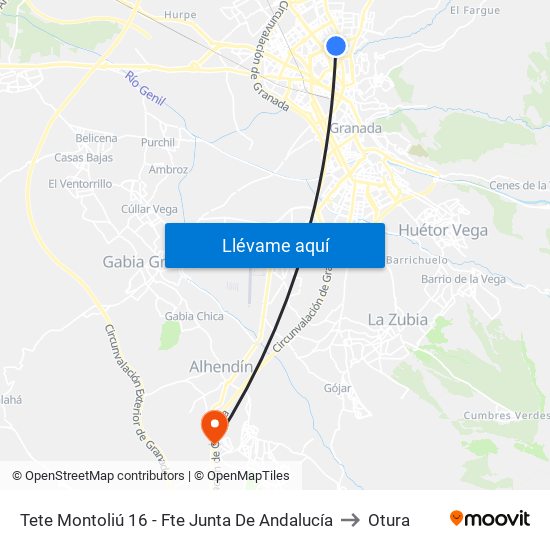 Tete Montoliú 16 - Fte Junta De Andalucía to Otura map