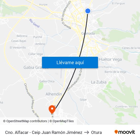 Cno. Alfacar - Ceip Juan Ramón Jiménez to Otura map