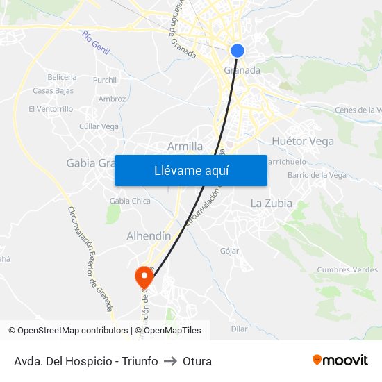 Avda. Del Hospicio - Triunfo to Otura map