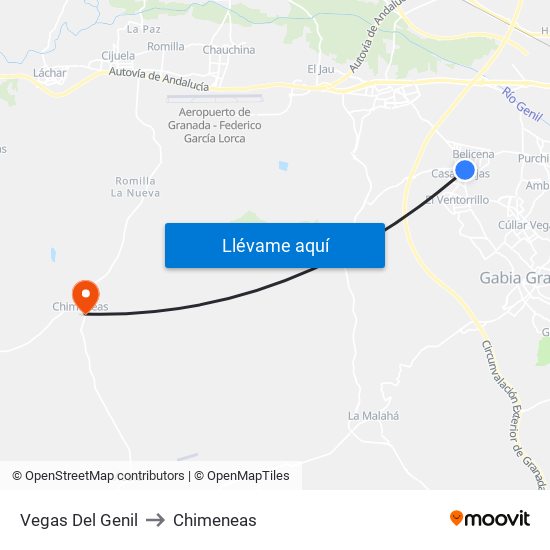 Vegas Del Genil to Chimeneas map