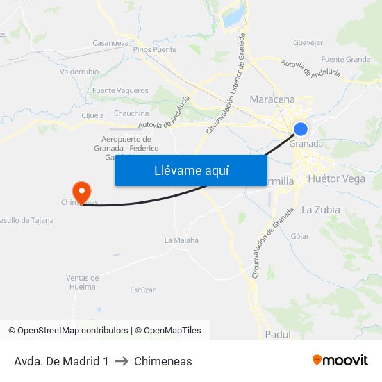 Avda. De Madrid 1 to Chimeneas map