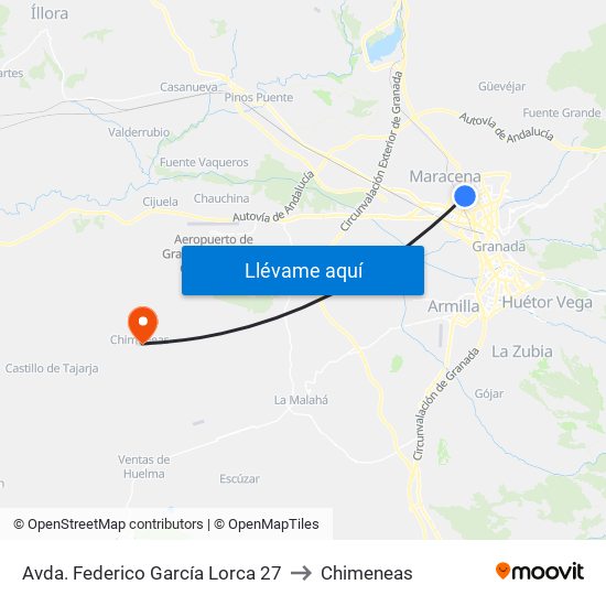 Avda. Federico García Lorca 27 to Chimeneas map