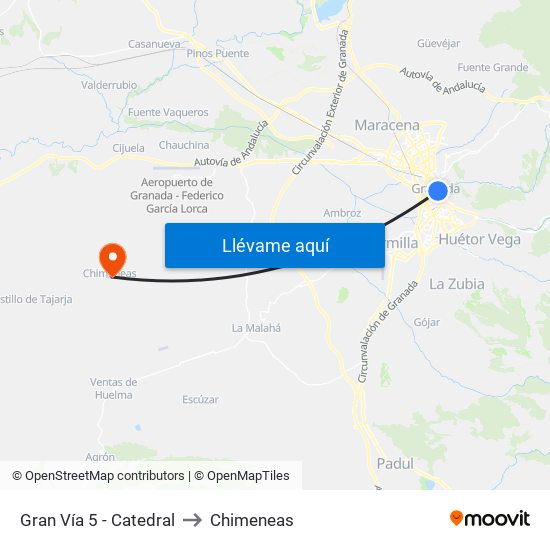 Gran Vía 5 - Catedral to Chimeneas map