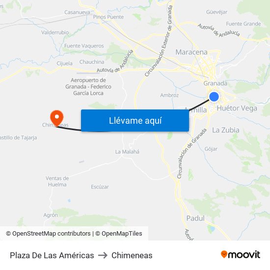 Plaza De Las Américas to Chimeneas map