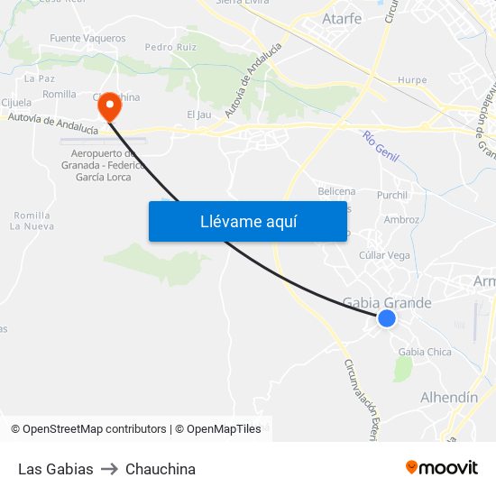 Las Gabias to Chauchina map