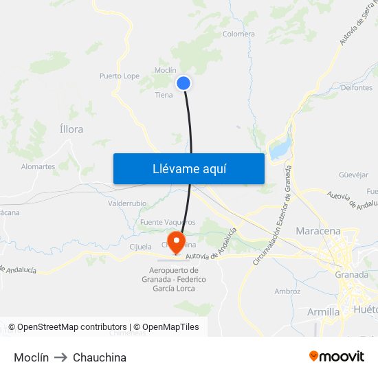 Moclín to Chauchina map