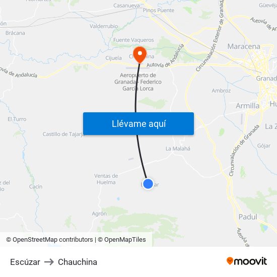 Escúzar to Chauchina map