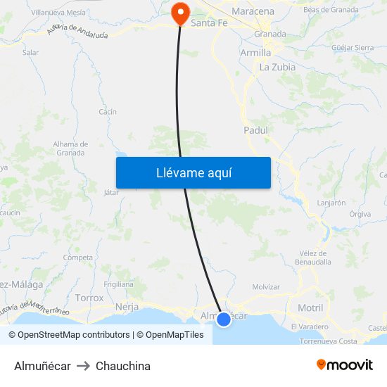 Almuñécar to Chauchina map