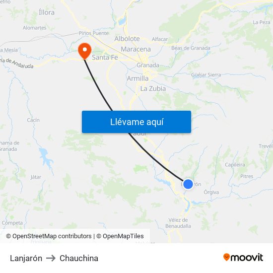 Lanjarón to Chauchina map