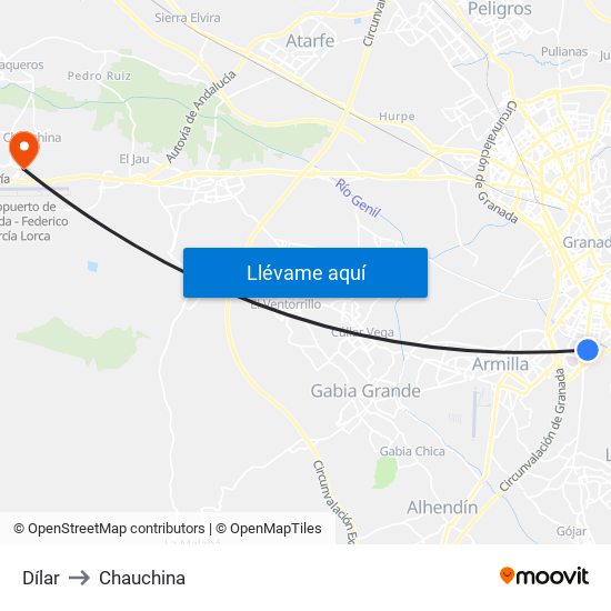 Dílar to Chauchina map