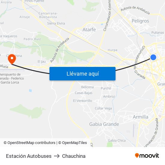 Estación Autobuses to Chauchina map