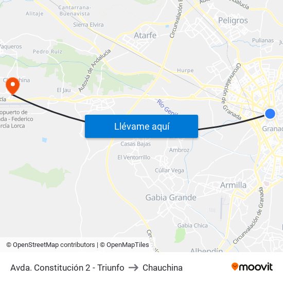 Avda. Constitución 2 - Triunfo to Chauchina map