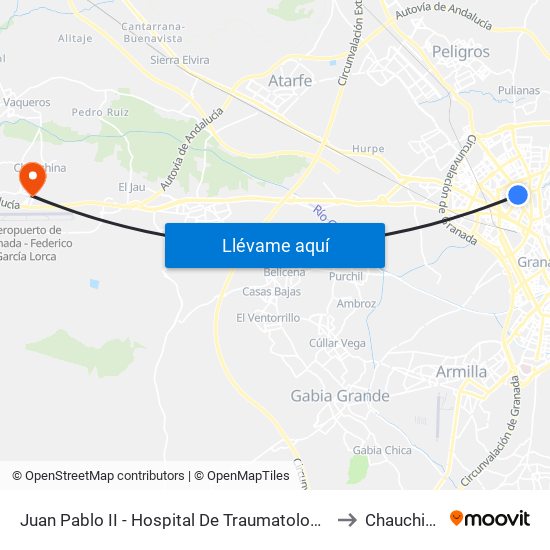 Juan Pablo II - Hospital De Traumatología to Chauchina map