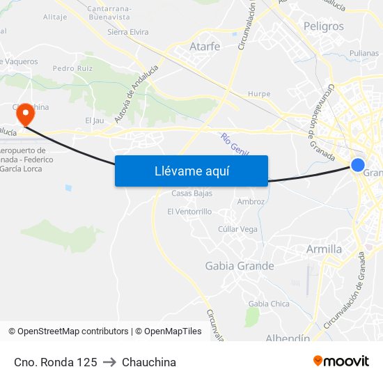 Cno. Ronda 125 to Chauchina map