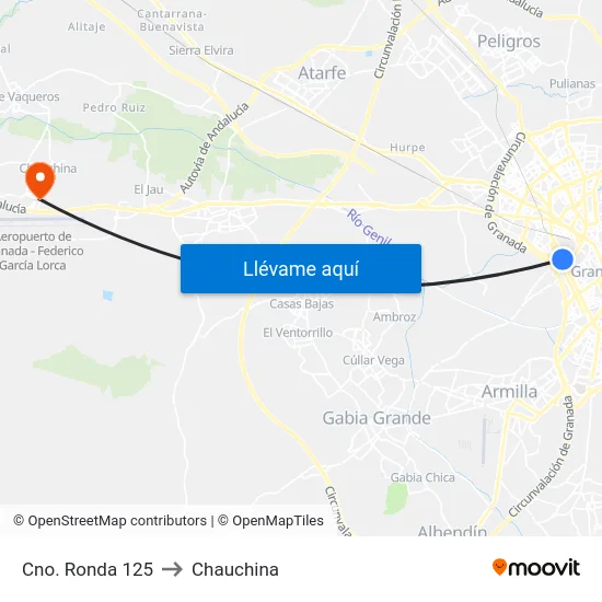 Cno. Ronda 125 to Chauchina map