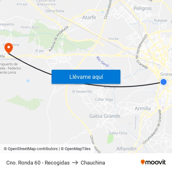 Cno. Ronda 60 - Recogidas to Chauchina map