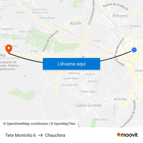 Tete Montoliú 6 to Chauchina map