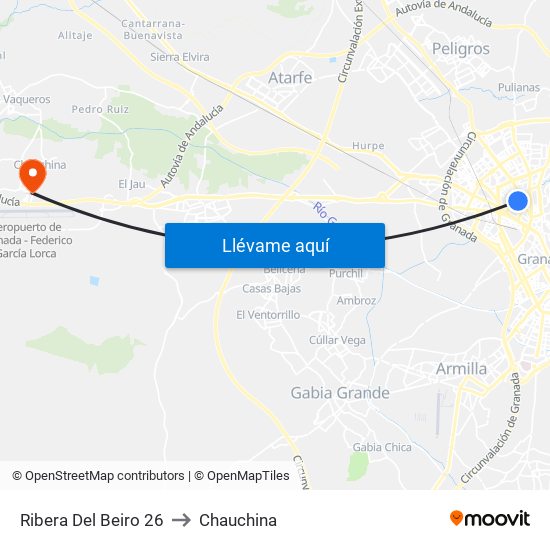 Ribera Del Beiro 26 to Chauchina map