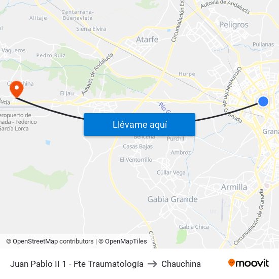 Juan Pablo II 1 - Fte Traumatología to Chauchina map