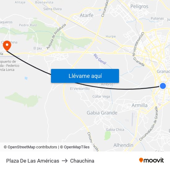 Plaza De Las Américas to Chauchina map