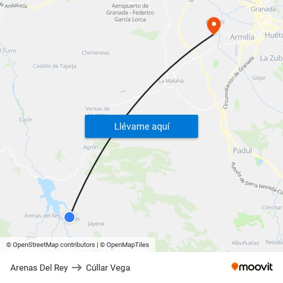 Arenas Del Rey to Cúllar Vega map