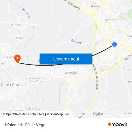 Hípica to Cúllar Vega map