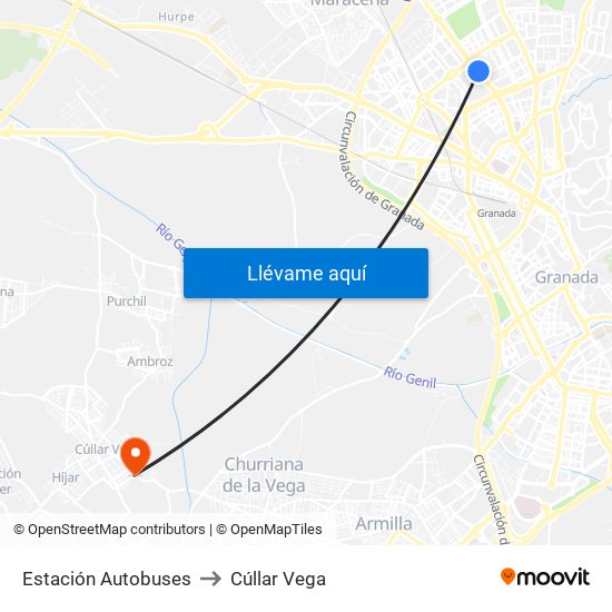 Estación Autobuses to Cúllar Vega map