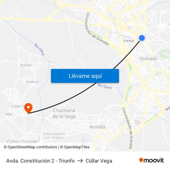 Avda. Constitución 2 - Triunfo to Cúllar Vega map