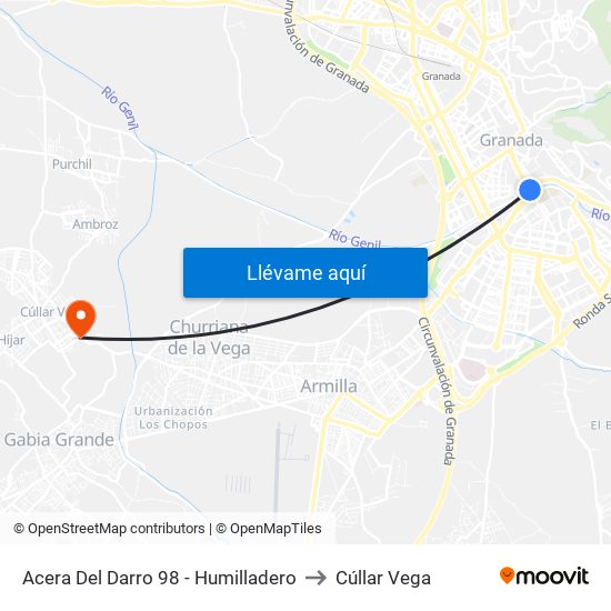 Acera Del Darro 98 - Humilladero to Cúllar Vega map