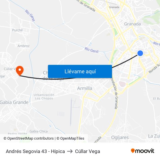 Andrés Segovia 43 - Hípica to Cúllar Vega map