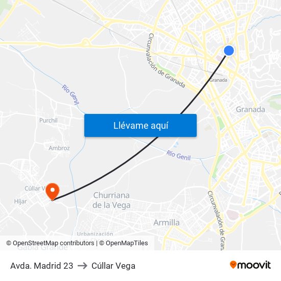 Avda. Madrid 23 to Cúllar Vega map