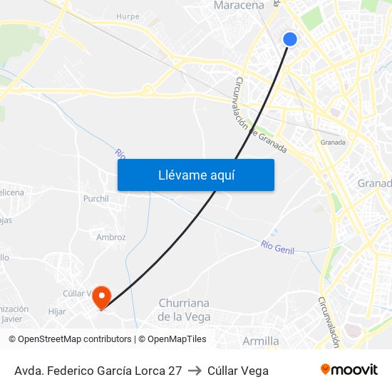 Avda. Federico García Lorca 27 to Cúllar Vega map